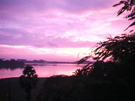 Lake Powai at dusk during monsoon.
